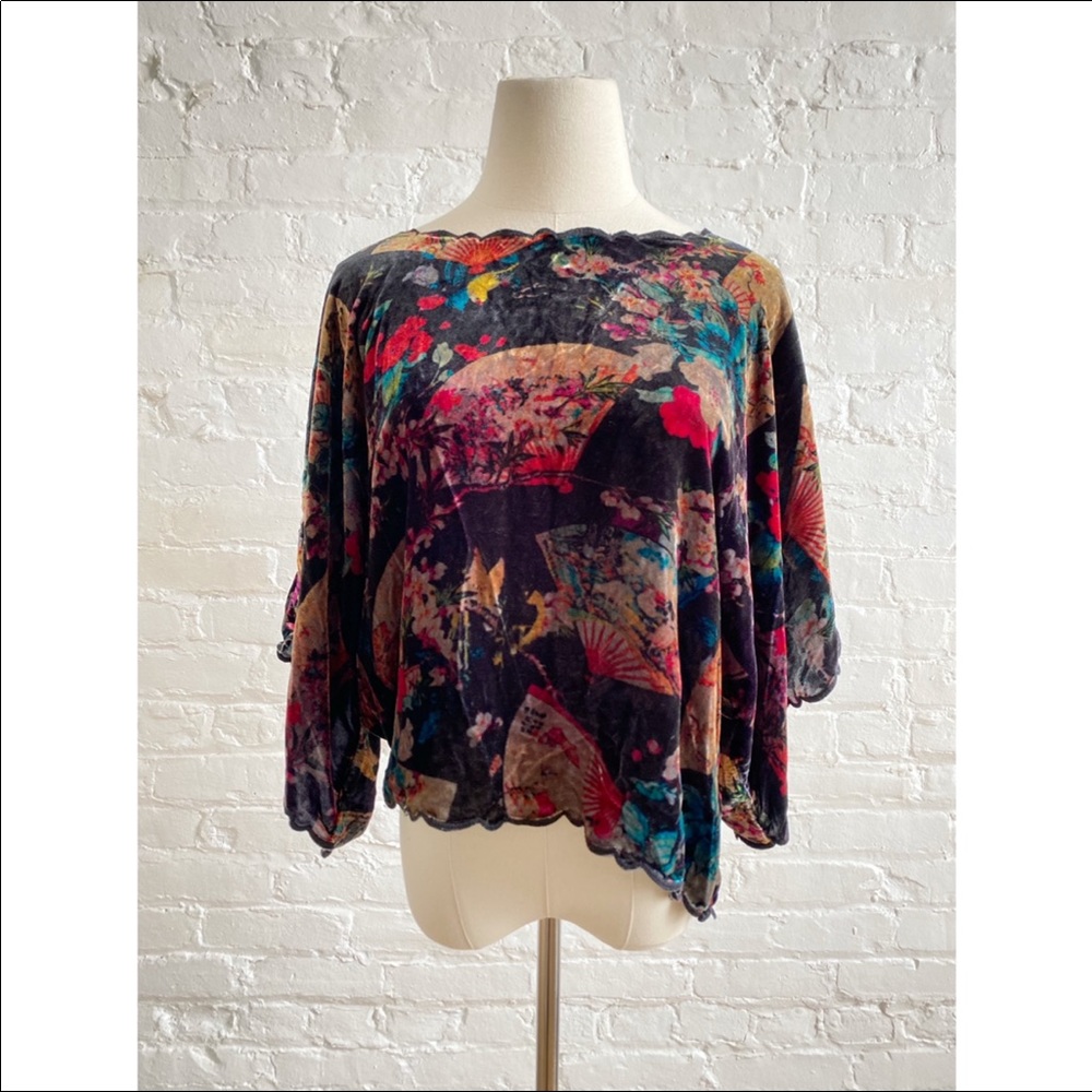 JOHNNY WAS Velvet Cropped Blouse